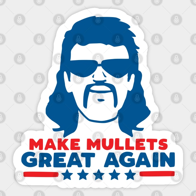 Make Mullets Great Again Vintage 80s Hair Party USA Sticker by DetourShirts